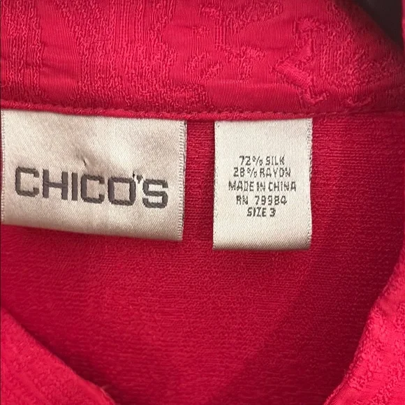 Chico's Red Silk Blend Top Chico’s Size 3 - Picture 8 of 8